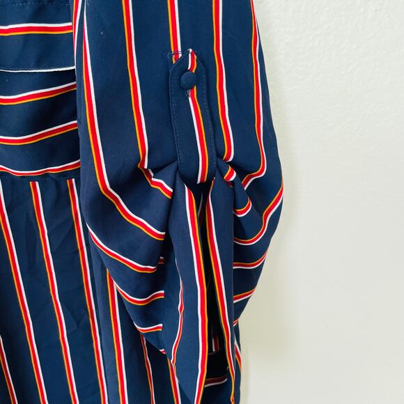 Torrid Navy Red Stripes Half Buttondown Shirt size 2X - Picture 7 of 12